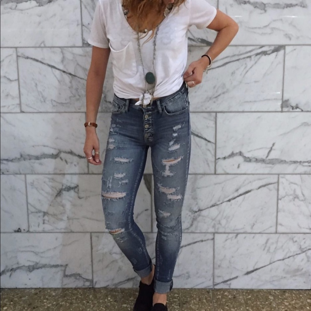 Kancan high waist button fly jeans